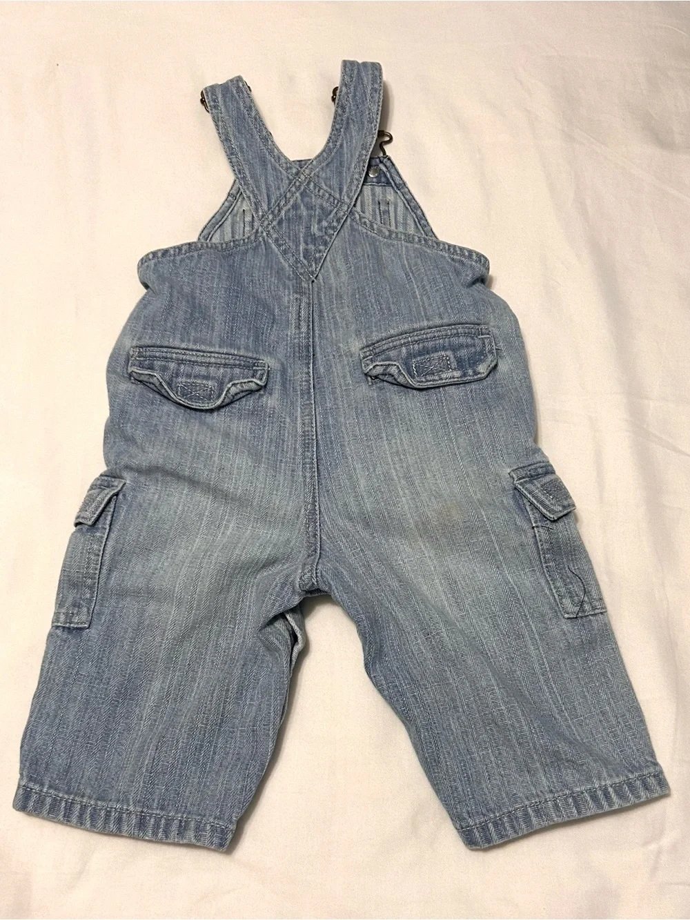 6-12 Month Old Navy Denim Jean Overalls with Cargo Pockets